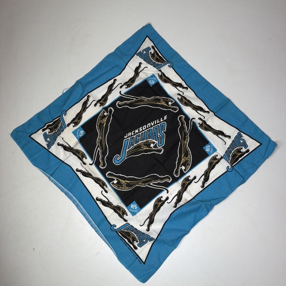 Vintage Jacksonville Jaguars Bandana Teal Square "Banned" Logo USA 100% Cotton